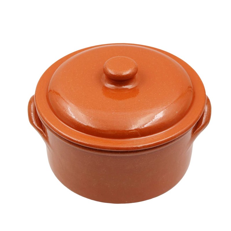 Handmade Traditional Portuguese Pottery Clay Terracotta Cazuela Cooking Pot With