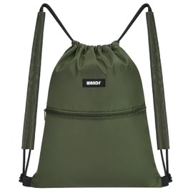 WANDF Drawstring Backpack with Shoulder Pads Sports Gym Bag Water Resistant Sackpack String Bag Cinch Bag for Women Men (Dark Green)
