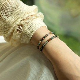 Landorilo 4 mm Stretch Bracelet Made of Real Natural Stone Beads, Healing Stone Bracelet, Yoga Bracelet for Women, Men, Lucky Bracelet, Friendship Bracelet, Replacement Beads Included, Stone, Agate