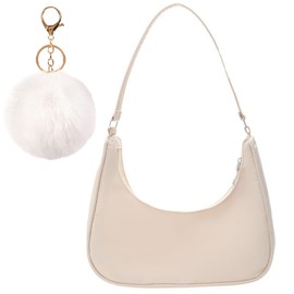 LQSCJS Y2k Shoulder Bag, Women's Handbag, Shoulder Bag, 90s Shoulder Bag, Vintage Handbag for Women, Dating, Travel, Party, Shopping, Beige- 4