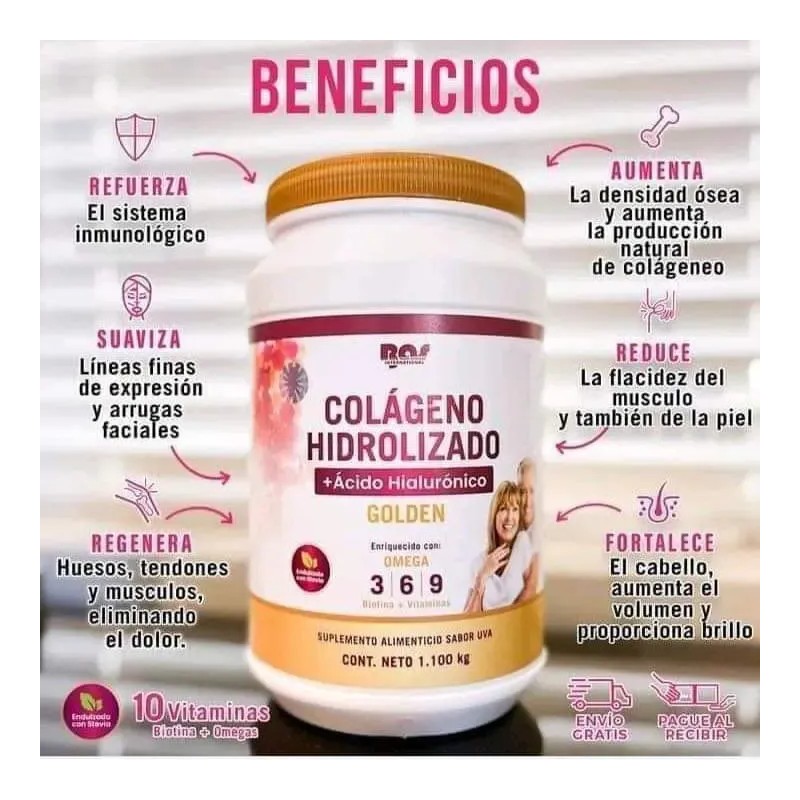 3 Colágenos Hidrolizado + Ácido Hialurónico 1.1 Kg(uva)