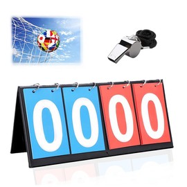 4 Digit Scoreboard Flip Scoreboard Foldable Waterproof Portable Easy to Read Score Chart for Various Sports Competition Baseball Soccer Basketball Table Tennis Sports with Whistle ("4 Scoreboards (2