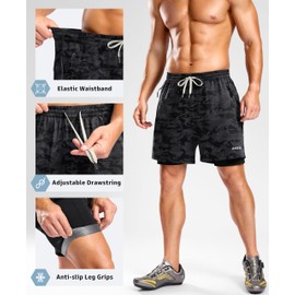 Men's Mountain Bike Shorts 4D Padded Loose-fit Biking Cycling Shorts for Men Zipper Pockets, Camo Black, XX-Large