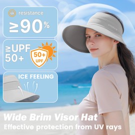 AYPOW Visor Cap Women's Wide Brim Visor Hat for Women Sun Visors for Women Reversible Sun Visor Hats for Women and Women UV Protection - Grey and Beige, Grey and dark grey
