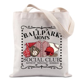 Lywjyb Birdgot BallPark Mama's Baseball Social Club Tote Bag Baseball Shopping Bag Baseball Mom Gift for Mother Girl (BallPark Tote)
