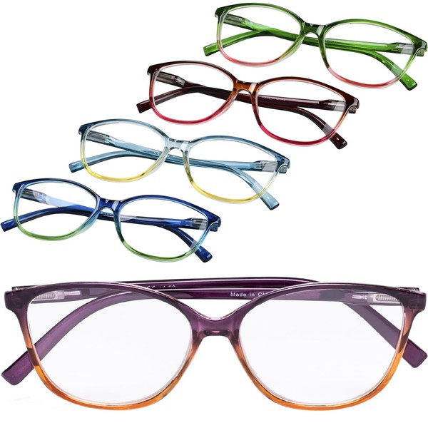 GUD Large Reading Glasses Women 5 Pairs Ladies Readers Cat-eye