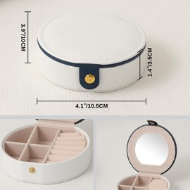 Alhajero de Viaje con Espejo, Organizador de Joyas Portátil de Piel PU para Anillos y Aretes, Mini Estuche Elegante para Mujer