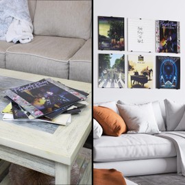 HPNovelty Vinyl Record Wall Mount, Low Profile Record Holder for Albums, Wall Display Frames for Vinyl Record Storage and Decoration, 4-Pack, Black