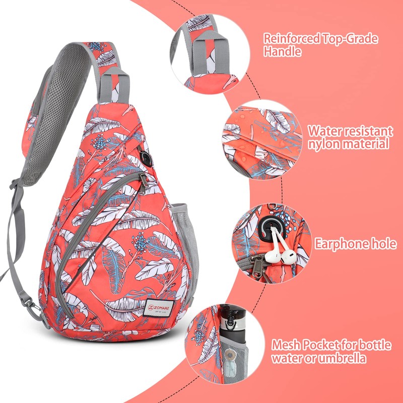ZOMAKE Sling Bag,Crossbody Sling Backpack Shoulder Chest Bag for Women