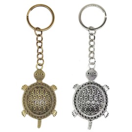 Teegxddy Key Ring with Turtle Pendant, Stainless Steel Pendant, Turtle Key Ring, Cute Turtle Key Ring, Love Lucky Charm Tortoise as a Gift for Lover, 2 Pieces, brown