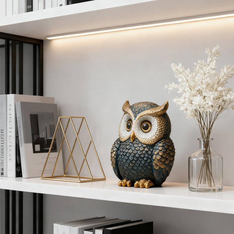 Baitiane Owl Statue Home Decor, Owls Figurine for Bookshelf