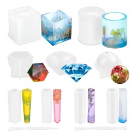11 Piezas Moldes Resina Silicona Kit Molde Para Fundición Re