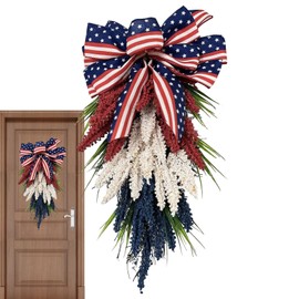 Patriotic Wreaths for Front Door | Floral Wreath Wall Decoration for Front Door - Exquisite Floral Artificial Flower Wreath with Flag for Wedding Background