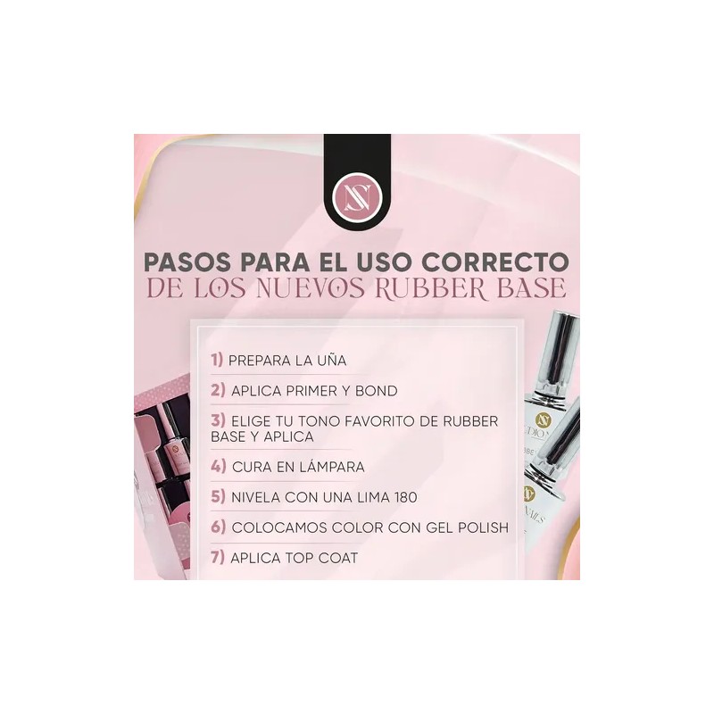 Caja Con 6 Esmaltes Rubber Base Clear 10ml Cu. Studio
