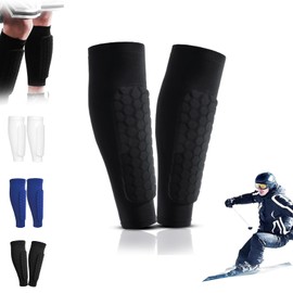 Shindefender Shin Guards Pads, Honeycomb Compression Sleeve Football Shin Guards for Boys, Teenagers and Adults, Soccer Defender Pads with Superior Impact Absorption, Lightweight