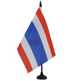 Thailand Table Flag 5'' x 8'' - Thai Desk Flag 21 x 14 cm - Black plastic stick and base - Drapeau Thaïlande AZ FLAG