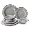 LEHAHA Farmhouse Melamine Dishes Dinnerware Set, 12 Piece Rustic Plates