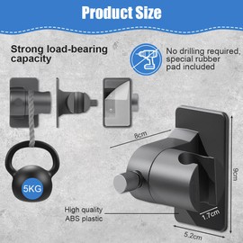 ABOHU ABOHU Handbrause Halterung ohne Bohren, Verstellbar Duschbrause Halterung, Duschkopfhalterung mit extra starkem Klebepad, Duschhalterung ohne Bohren Brausehalter (Anthrazit)