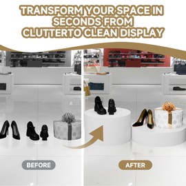 SERABETTO Round Mannequin Display Pedestal Stands, Premium Cylinder Stands for Party, Jewelry， Exhibitions, and Retail Displays(White 19.7"*11.8")