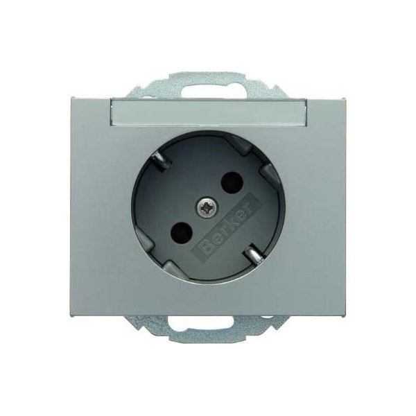Berker SCHUKO socket outlet stainless steel/polished 47287104 45gr. M. beschr.