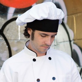 Uncommon Threads mens Unisex Poplin Chefs Hat, White/Black, One Size US