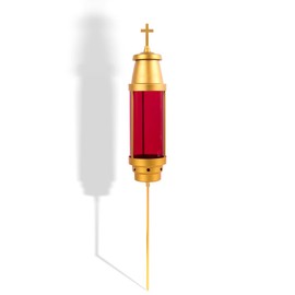 Cemetery Light Candle Holder, Grave Decorations Memorial Lantern with Crosses, Anodized Aluminum Eternal Light Dome Memorial Light Grave Lamp, Red(Not included candle)