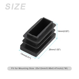 METALLIXITY Rectangle End Caps (26 x 13mm) 40Pcs, Plastic Rectangle Tube Inserts Threaded End Blanking Caps Protector - for Furniture Table Chair Legs, Black