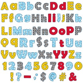 Gilprop 213 Pcs 4" Bulletin Board Letters Alphabet Cutout Set Cartoon Story Numbers Punctuations Paper Decor for Bulletin Board Display Home Classroom School Wall Decor