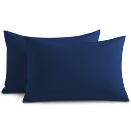 Yorkshire Bedding Pillow Cases 2 Pack - Brushed Microfiber Housewife Pillowcase Hypoallergenic Pillow Cover Standard Size with Envelope Closure (Navy, 50 x 75 cm)