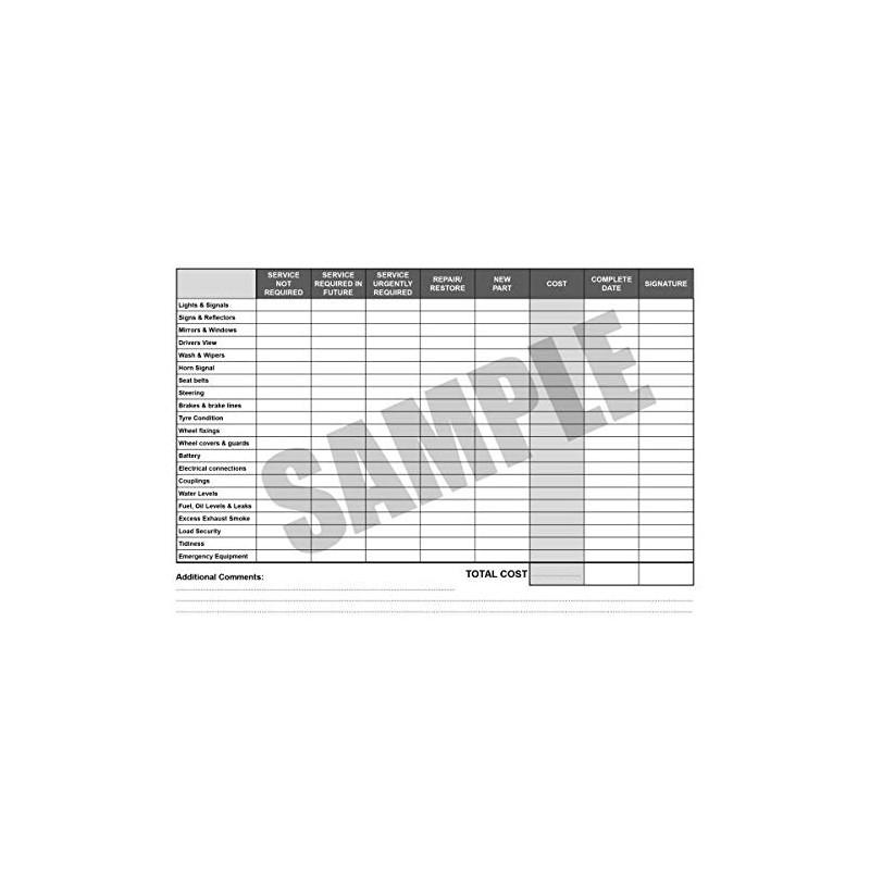 A5 52 Week Commercial Vehicle Inspection Record Log Book Driver