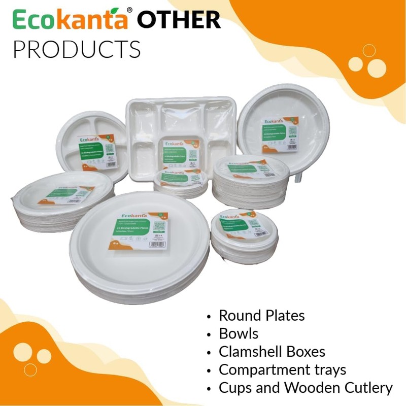 Ecokanta Paper Plates (9 Inch / 25 Pack) - Heavy