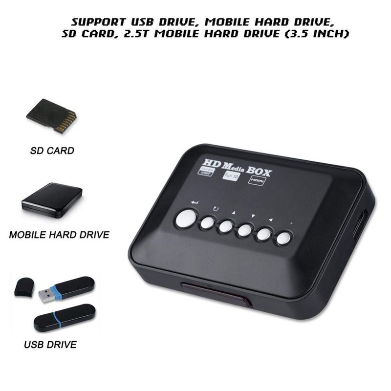 ASHATA Richer-R Media Player HDMI USB SD MMC AV TV,Reproductor