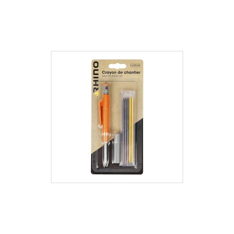 Rhino - Construction Pencil, Carpenter's Pencil, Professional Pencil, 6 Pieces,