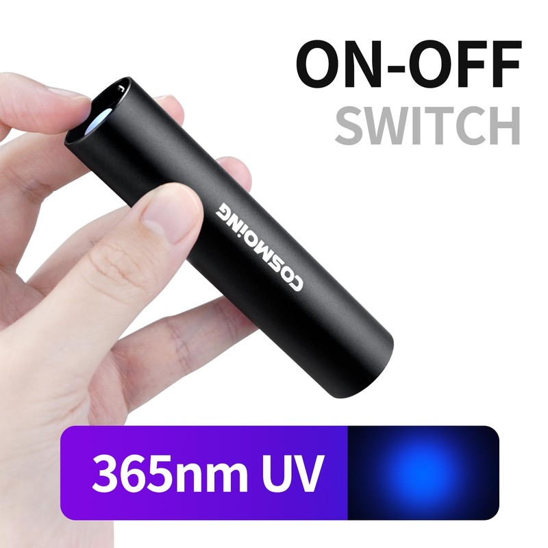 UV Flashlight USB Rechargeable, 365nm Black Light Flashlight, Mini &