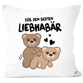 MoonWorks® Cushion Cover Love Funny Bear Gift Partner Man Lover Anniversary Valentine's Day White Standard