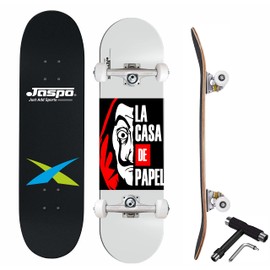 jaspo Heist (31"x 8") Complete Fully Assembled Skateboard, 7 Layer Canadian Maple Concave Skateboard for Boys, Kids, Youth, Adults – Made in India