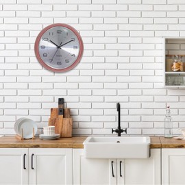 Accqura Retro Wall Clock 30 cm, Metal Lid & Curved Glass, Quiet Quartz Movement, Mid-Century Vintage Design for Kitchen, Living Room, Bedroom (Coral Pink)