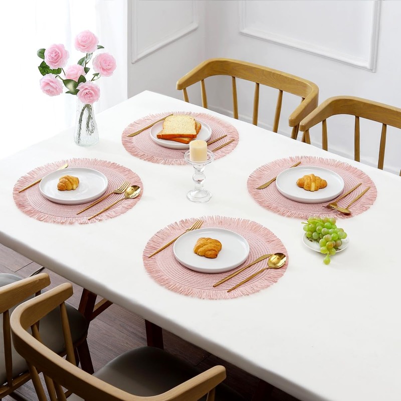 IcosaMro Pink Placemats Set of 6 for Dining Table, 15