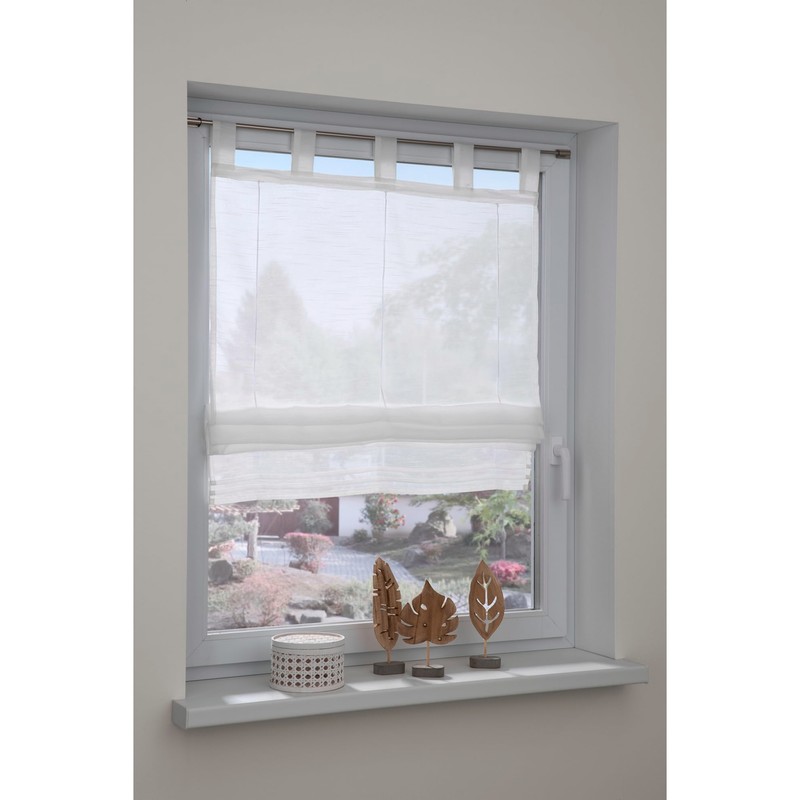 GARDINIA Roman Blind Sheer Voile Tabs White 90cm x 140cm