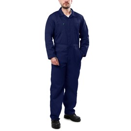 Kolossus Coveralls for Mens Long Sleeve Cotton Blend Work Jumpsuit APPAREL Navy Blue, Large