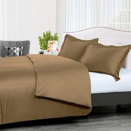 EmpireBed 3 Piece Premium Duvet Cover Sets-800-Thread Counts Bedding Set-100% Egyptian Cotton Comforter Cover with Zipper & Corner Ties Quilt Cover- King/California King (102 * 94) Taupe