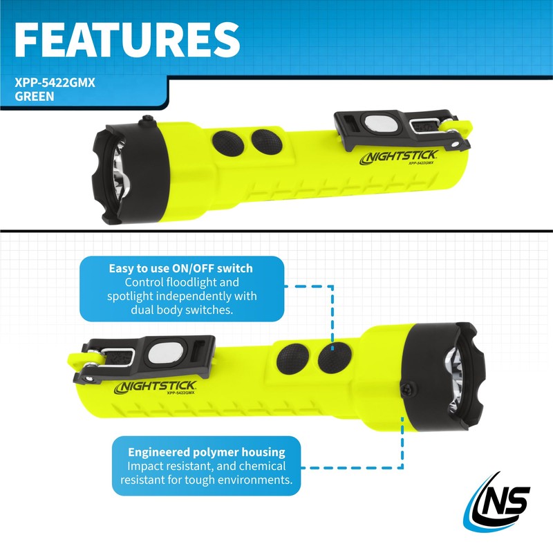 Nightstick XPP-5422GMX X-Series Intrinsically Safe Dual-Light Flashlight with Dual Magnets,