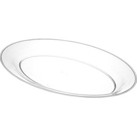 PLASTICPRO Plastic Oval Serving Trays - Serving Platters Oval 11 X 16 Disposable Party Dish Crystal Clear Pack of 4