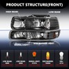 Aosky Headlight Assembly with bumper lights 4pcs Fits for 1999-2002