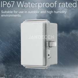 JANDECCN Waterproof Electrical Junction Box, Hinged Cover, IP67 Weatherproof ABS Plastic Enclosure with Mounting Plate, Wall Brackets (5.9"*3.9"*3.5", Grey)