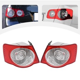 Tsomony - For 2006-2011 VW Jetta A5 MK5 LED Outer Tail Lights Rear Brake Lamps 1 Pair Left+Right Side Replacement White Housing Red+Clear Lens