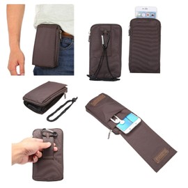 DFV mobile - Multi-Functional Universal Vertical Stripes Pouch Bag Case Zipper Closing Carabiner for => Media-Droid IMPERIUS 4.3HQ MT7006