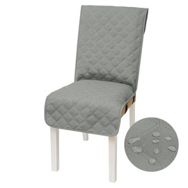 Yonus Waterproof Dining Chair Cover Office Chair Cover Water Resistant Dining Room Chair Cover Kitchen Chair Slipcover Computer Chair Cover with Anti-Slip Buckle (Light Grey, 1PCS)