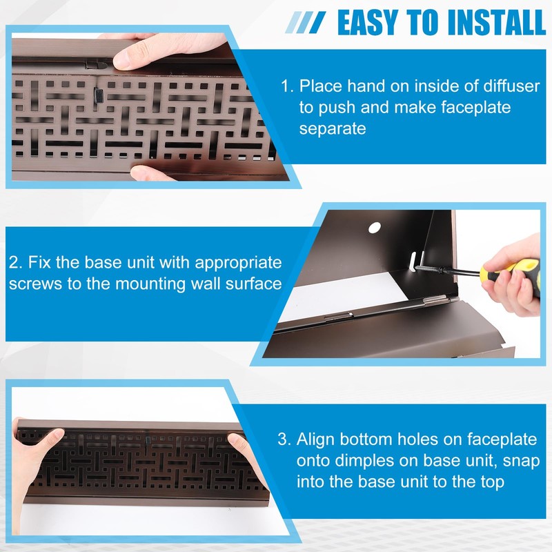 Landhoow Baseboard Diffuser Register, Oil Rubbed Bronze Finish, Vent Covers