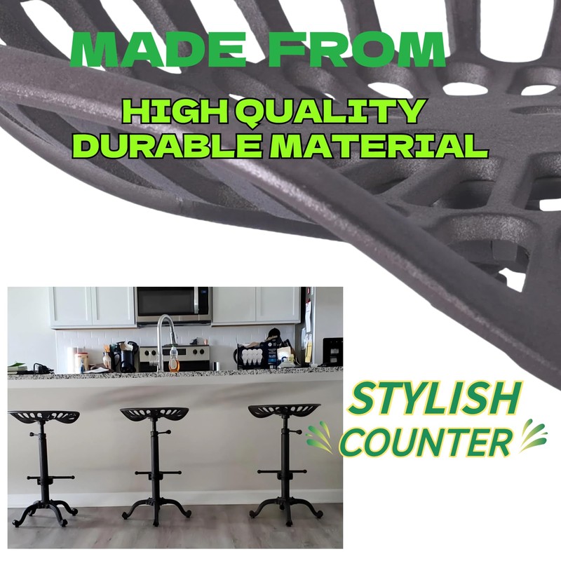 Diwhy Rustic Industrial Farmhouse Tractor Seat Counter Height Adjustable Bar